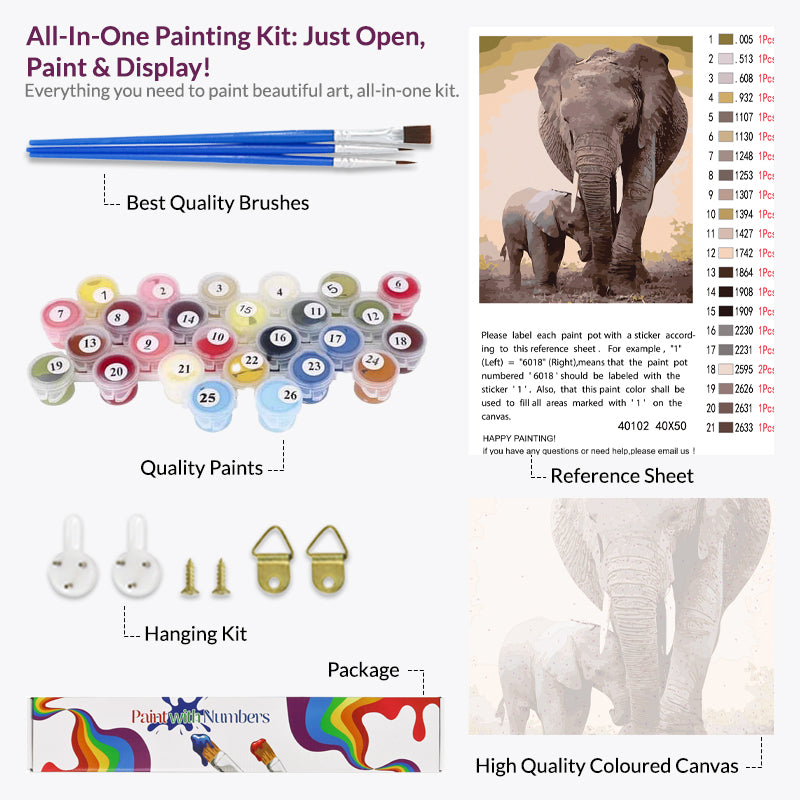 An Elephant Mother's Love, Paint By Numbers