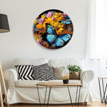 Load image into Gallery viewer, Blue Butterfly Floral Paint by Numbers Clock Kit
