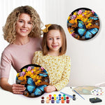 Load image into Gallery viewer, Blue Butterfly Floral Paint by Numbers Clock Kit

