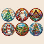 Load image into Gallery viewer, Christmas Stained Glass 6-Pieces Paint by Numbers Placemat
