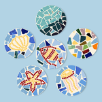 Load image into Gallery viewer, Coastal Sea Life Mosaic 6-Piece Paint by Numbers Placemat
