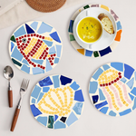 Load image into Gallery viewer, Coastal Sea Life Mosaic 6-Piece Paint by Numbers Placemat
