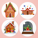 Load image into Gallery viewer, Cozy Gingerbread Christmas 4-Pieces Paint by Numbers Placemat
