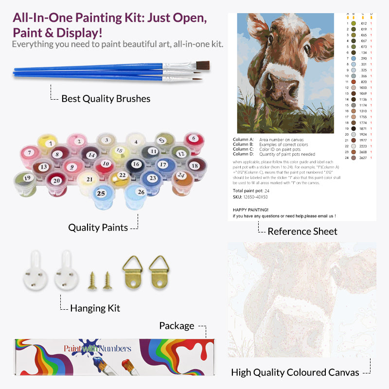 Cute Cow, Paint By Numbers