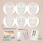Load image into Gallery viewer, Floral Skull Designs 6-Pieces Paint by Numbers Placemat
