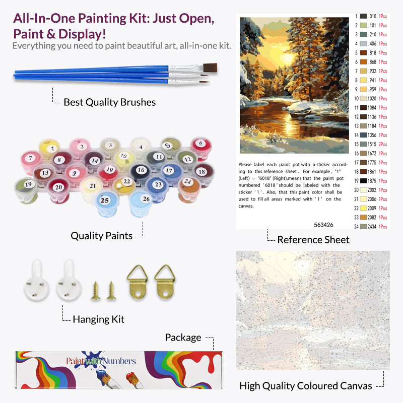 Golden Winter Glow Paint by Numbers
