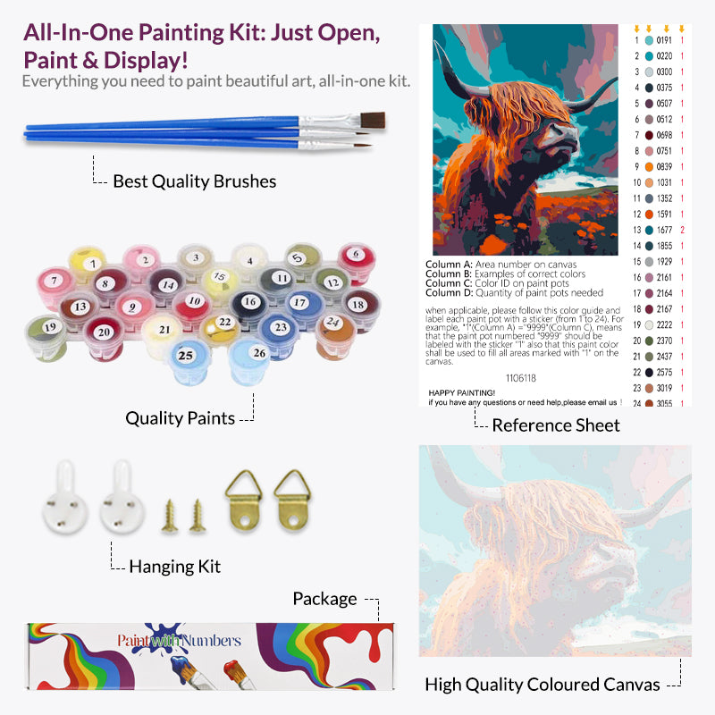 Highland Bull Paint by Numbers