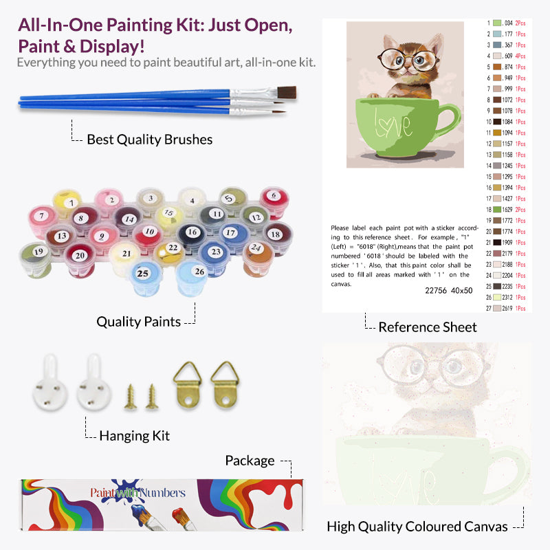 Pop-up Kitty, Paint by Numbers