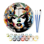 Load image into Gallery viewer, Pop Art Portrait Paint by Numbers Clock Kit
