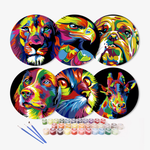 Load image into Gallery viewer, Rainbow Animal Faces 6-Pieces Paint by Numbers Placemat
