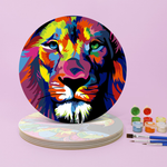 Load image into Gallery viewer, Rainbow Animal Faces 6-Pieces Paint by Numbers Placemat
