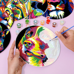 Load image into Gallery viewer, Rainbow Animal Faces 6-Pieces Paint by Numbers Placemat
