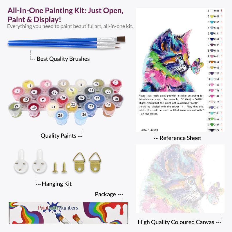 Rainbow Whiskers Paint by Numbers