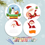 Load image into Gallery viewer, Santa &amp; Snow Globe 4-Pieces Paint by Numbers Placemat
