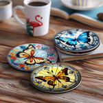 Load image into Gallery viewer, Stained Glass Butterfly Paint by Numbers Coasters
