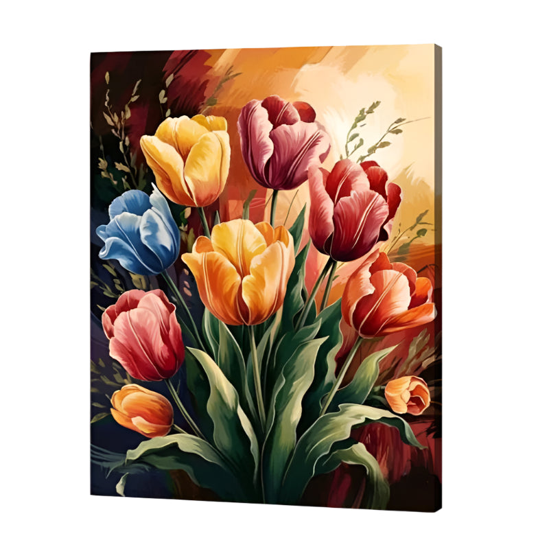 Sunset Tulip Garden Paint by Numbers