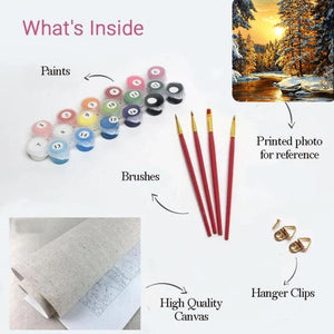Golden Winter Glow Paint by Numbers